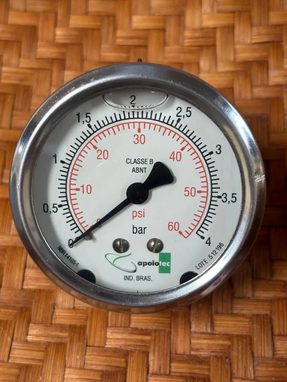 Manômetro Horizontal 4 BAR Apoiotec